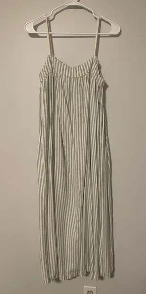 A New Day Green and White Striped Maxi Dress thumbnail 1