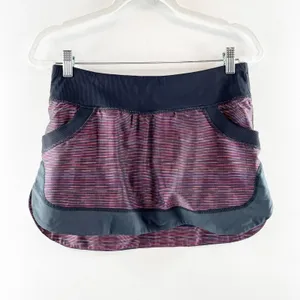 Lululemon Run For All Mini Tennis Skirt Skort Plum Burgundy Space Dye Black 6 thumbnail 4