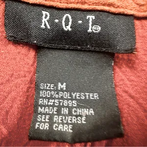 RQT Vintage Lightweight Sueded Orange Button Up V Neck Collared Shirt Jacket M thumbnail 4