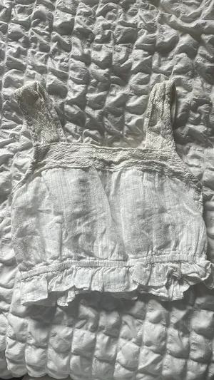 Rebellion Top Crop White AGAIN Smocked Tank S thumbnail 3