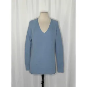 ATHLETA Hanover Refined Merino Wool V-Neck Sweater Solid Heron Blue Knit Small thumbnail 2