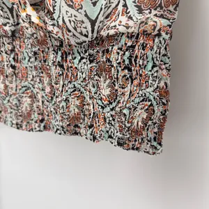 Anthropologie Paisley Smocked Waist Ruffle‎ Blouse Medium OB1487981 Multicolor thumbnail 8