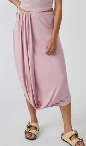 Free People FP Beach Womens Ruched Daphne Pull-on Midi Skirt Pink Size XS NWOT thumbnail 1