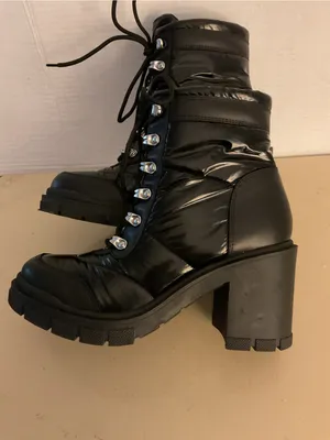 Marc Fisher women black leather platform combat boots US 7.5 thumbnail 8