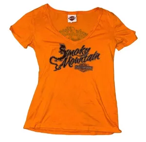 Harley Davidson smoky mountain pigeon forge Tennessee women’s bling T-shirt thumbnail 1