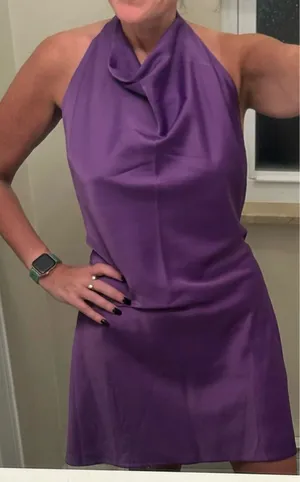 ASOS Lilac Satin Open Back Mini Dress NWT US 12 thumbnail 3