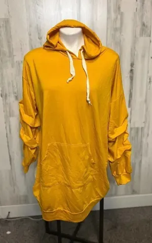 Ups & Downs Yellow Ruffle Sleeve Hoodie Dress Women’s 1X thumbnail 1