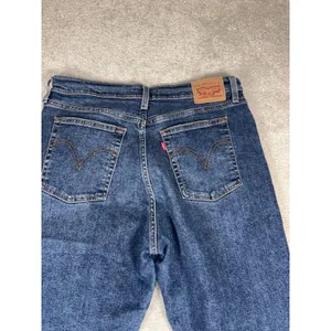 levis womens wedgie straight jeans‎ dark wash raw hem fray 32 thumbnail 8