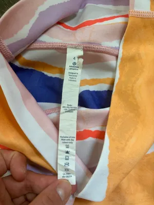 Lululemon Striped Watercolor Print Active Leggings in Orange, Blue, Pink thumbnail 3
