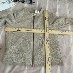 NEW Blue Life Light Beige Lace Zip Jacket Blazer Mandarin Collar jacket XS XSMAL thumbnail 9