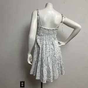 Abercrombie & Fitch Women's Tie Strap Linen-Blend Mini Small Dress Tiered Y2K thumbnail 5