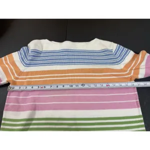 Lauren Ralph Lauren Cotton Striped Sweater L Pastel Rainbow Knit Top Read thumbnail 9