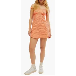 Free People Berry Kiss Mini Dress NWT Small Orange Floral Off Shoulder Boho thumbnail 2