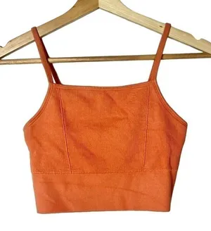 Boutique Orange Ribbed‎ Cropped Athletic Tank Top XS thumbnail 1