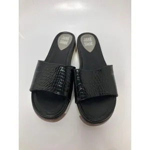 Jane and the Shoe Hannah Sandals Womens 8 Black Excellent Croc Platform Slides thumbnail 2