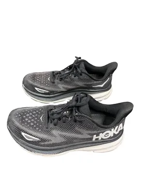 Hoka One Clifton 9 wms black white walking running sneakers sz 8.5B SKU 10-365 thumbnail 4