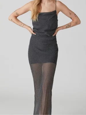 Urban Outfitters Sheer Black Polkadot Slip Maxi Dress thumbnail 1