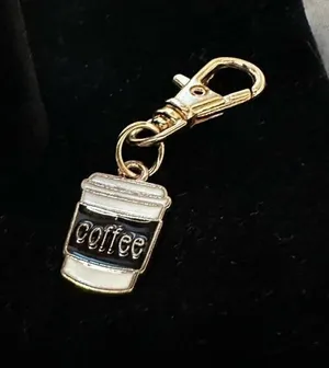 Coffee Cup Keychain or Purse Charm White thumbnail 1