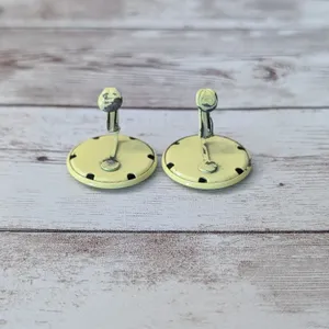 Vintage Clip On Earrings Retro Yellow/Green Circle 1" thumbnail 7