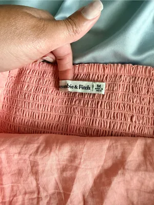 Abercrombie & Fitch Coral Pink Smocked Waist Crop Top thumbnail 2