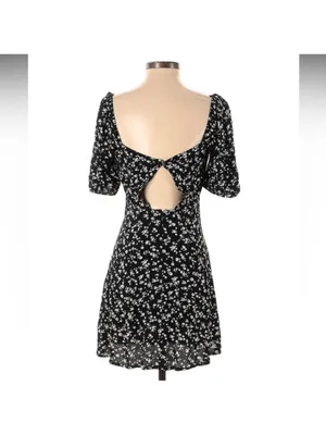 & other stories Black Floral Square-Neck Mini Dress thumbnail 3