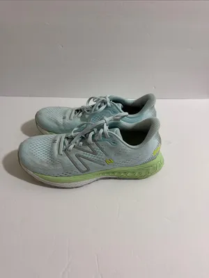 New Balance Women's Mint Blue and Lime Green Running Sneakers thumbnail 2
