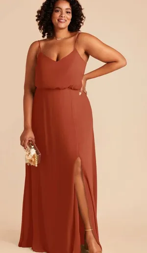 Birdy Grey Rust Spaghetti-Strap Maxi Dress with Side Slit thumbnail 1