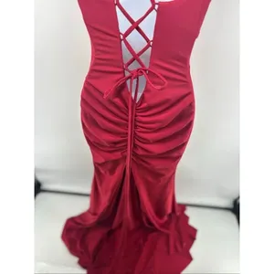 Portia and Scarlett Prom Gown Maxi Dress Women Size 4 Red Slit Lace Up Back thumbnail 11