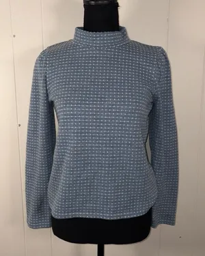 Madewell Jacquard Puff Sleeve Crew Neck Top Blue Lane Womens Size‎ M thumbnail 1