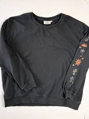 Passenger Chica Oversized Graphic Crewneck Sweatshirt Organic Cotton - L - Black thumbnail 1