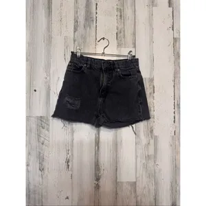 Garage Denim Distressed Jean Shorts Womens 0 24 Faded Black Raw Hem Cutoffs thumbnail 2
