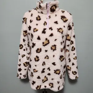 Mommy & Me Pink Leopard Sherpa ¼ Zip Pullover Size Large thumbnail 2