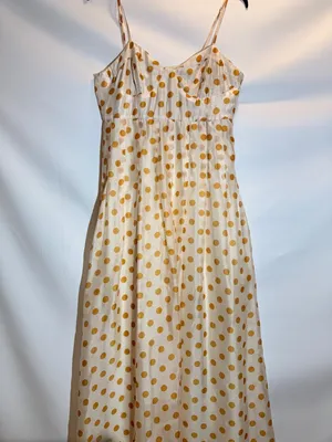 En Saison Ava Gold Polka Dot Ruffle Puff Sleeve Midi Dress Size Medium thumbnail 11
