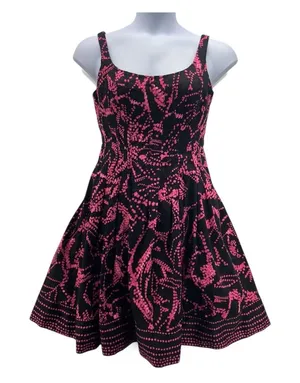 Jones New York Fit & Flare Dress Black‎ Pink 10 thumbnail 1