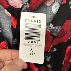 Womens Size 2 2X Torrid Midi Neck Tie Floral Dress NWT thumbnail 8