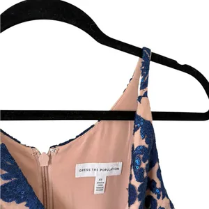 Dress the Population Blair Dress in Navy/Nude thumbnail 7