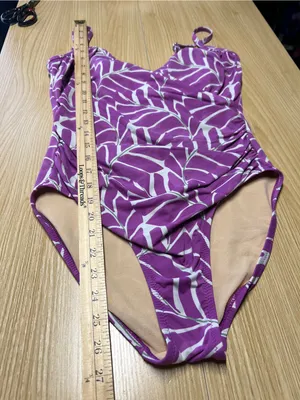 Garnet Hill Purple Tropical Leaf Ruched One Piece Swimsuit Size 6 thumbnail 12