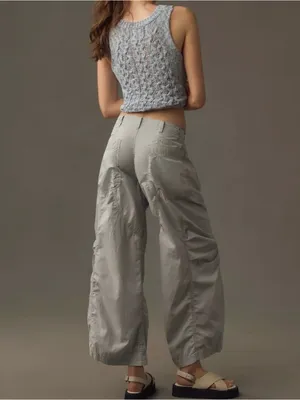Anthropologie Pilcro Parachute Curve Barrel Wide Leg Cotton Coastal Pants 27 thumbnail 3