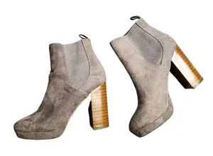 Charlotte Russe Gray Ankle Suede Platform‎ Boots thumbnail 1