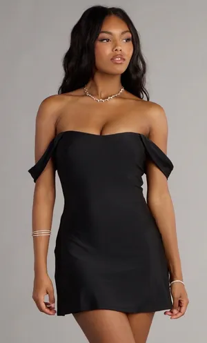 Effortless charm off the shoulder mini dress windsor thumbnail 1