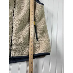LL Bean Mountain Pile Fleece Vest Cream Navy Sherpa Retro Outdoor Jacket M thumbnail 9