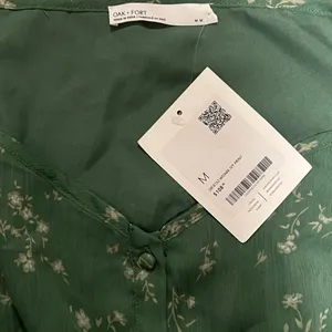 Reformation Oak + Fort Emerald Green Floral Button Front Long Sleeve Maxi Dress NWT M thumbnail 4