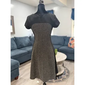 White House Black Market Colorblock Fit & Flare Feminine Tweed Career Dress Sz 0 thumbnail 4