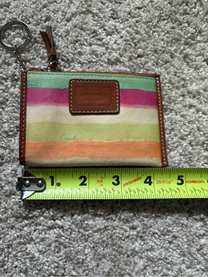 Vintage Coach Rainbow Coin Purse Striped Canvas Key Pouch thumbnail 9