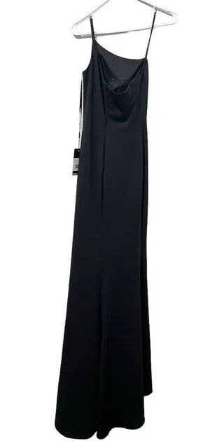 La Femme Women's Black One-Shoulder Formal Gown Size 0 Long Dress thumbnail 6