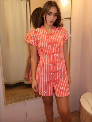 Tach Almudena Terry Cloth Mini Dress Orange Womens Size Medium thumbnail 2