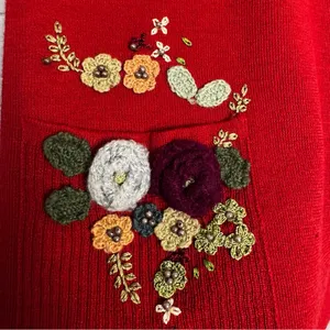 Vintage Y2k Grannycore red wool knit sweater Autumn Creations Large thumbnail 7