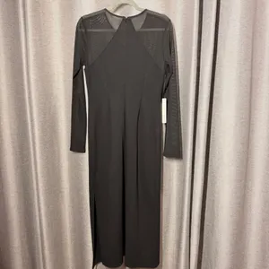 Dolan Anthropologie Dress Womens S Black NWT Mesh Yoke Long Sleeve Midi Slit thumbnail 4