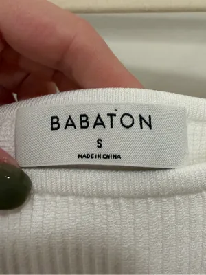 Babaton Aritzia White Ribbed Square Neck Long Sleeve Crop Top Small 113234 thumbnail 2
