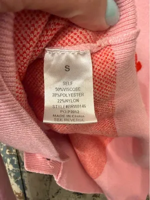 Bailey Rose Womens pink cropped flower cardigan, pink and red, size small thumbnail 5